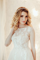 beautiful bride in a chic wedding dress