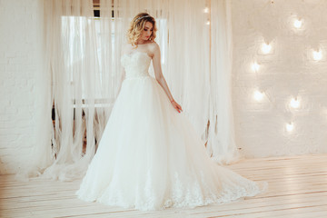 Obraz premium beautiful bride in a chic wedding dress