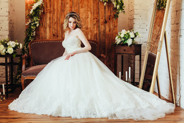 Fototapeta premium beautiful bride in a chic wedding dress