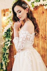 Fototapeta premium beautiful bride in a chic wedding dress