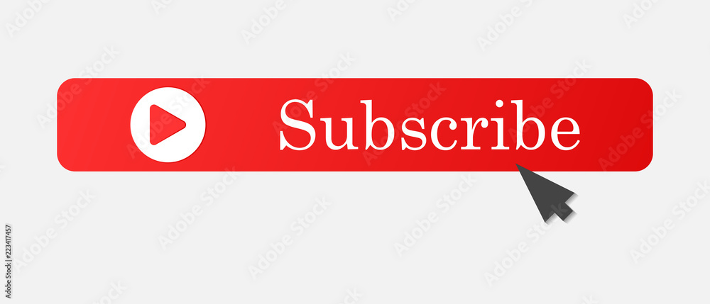 Poster subscribe button with arrow. vector subscribe icon on red color. layers grouped for easy editing ill
