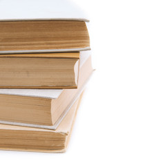 stack of Old books isolated on white