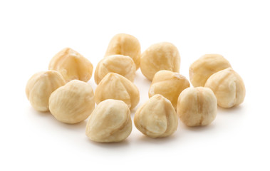Hazelnuts isolated on the white background