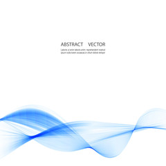 Abstract smooth color wave vector. Curve flow blue motion illustration. Smoke design.