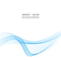 Abstract smooth color wave vector. Curve flow blue motion illustration. Smoke design.