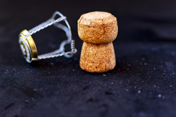 Cork and lid of a bottle of champagne
