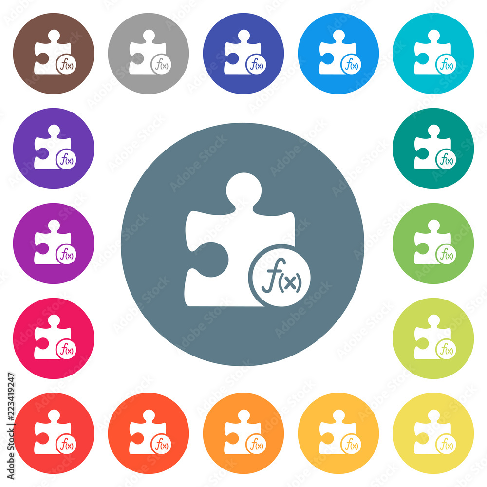 Poster Plugin functions flat white icons on round color backgrounds