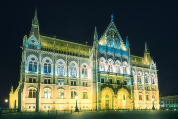 Fototapeta na wymiar Building of Hungarian Parliament in Budapest
