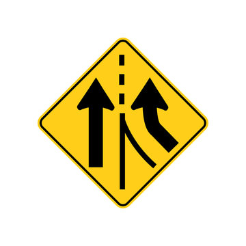 USA traffic road signs. added lane ahead. vector illustration