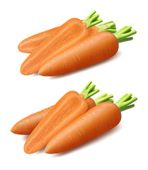Carrots isolated on white background with clipping path
