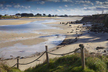 Beautiful sunset coastline in Guisseny Brittany, France