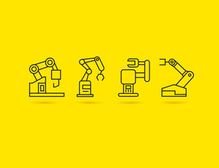 robotic arm, rescue robot icons, artificial intelligence concept