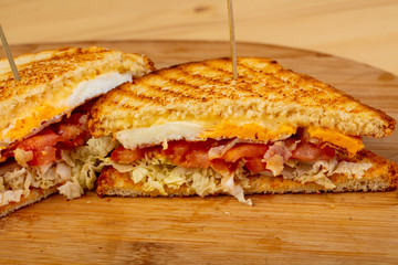 Club sandwich with egg