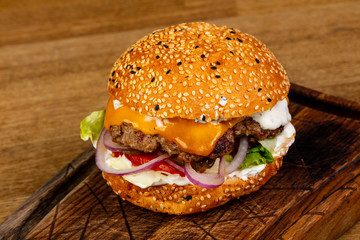 Tasty burger with meat