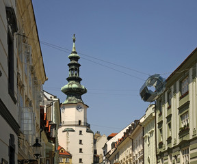 Fototapeta na wymiar Gate of St. Michael (Michalska Brana) in Bratislava. Slovakia