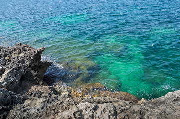 Mallorca rocky coast with sea landscape