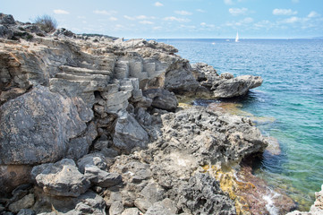 Fototapeta na wymiar Mallorca rocky coast with sea landscape
