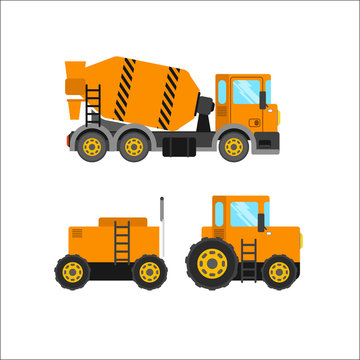 construction machinery vector illustration on white background