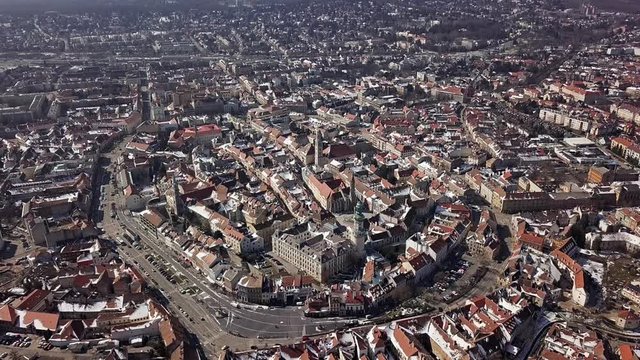 Aerial panorama of old town Sopron, Hungary. Original untouched LOG format.