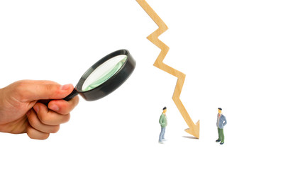 A wooden chart arrow down divides the two people discussing the case. Termination and breakdown of...