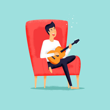 Woman delivers food in the hotel room. Flat design vector illustration. Texture