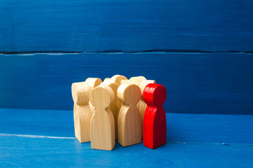 Crowd, meeting, social activity. Group people figurines. Society, social group. Herd instinct,...