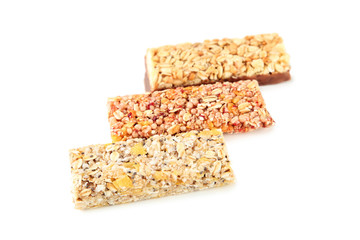 Granola bars isolated on white background