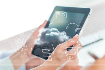 Digital iot tablet transformation ar futuristic interface