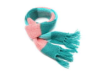 Knitted scarf on a white background.