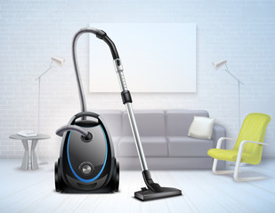 Realistic Vacuum Cleaner Interior Illustration  