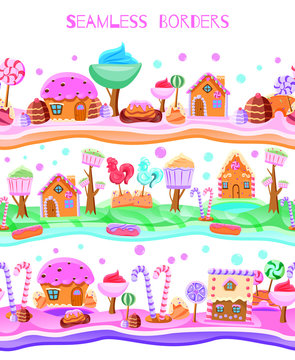 Candy Land Flat Seamless Border