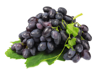 Black grapes isolated on white
