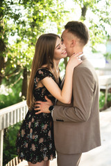 Fototapeta premium Young couple posing at the camera.
