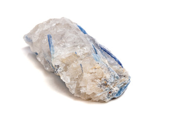 Macro mineral stone Kyanite a white background