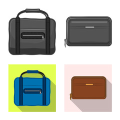 Isolated object of suitcase and baggage symbol. Set of suitcase and journey stock vector illustration.