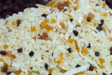 Citrus Fruits and Raisins Tea - chopped dried fruits mix for tea preparing