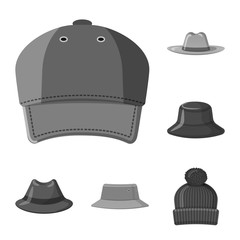 Isolated object of headgear and cap icon. Set of headgear and accessory vector icon for stock.