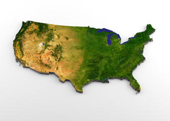 Contiguous 48 USA States 3D Physical Map with Relief © Loic