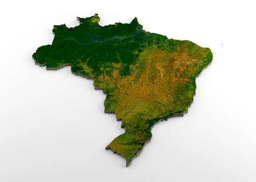 Brazil 3D Physical Map with Relief