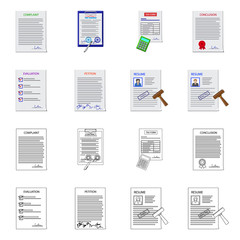 Vector illustration of form and document sign. Collection of form and mark stock symbol for web.