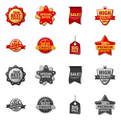 Isolated object of emblem and badge symbol. Collection of emblem and sticker stock vector illustration.