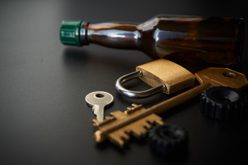 Conceptual image of prevent drink driving car lock