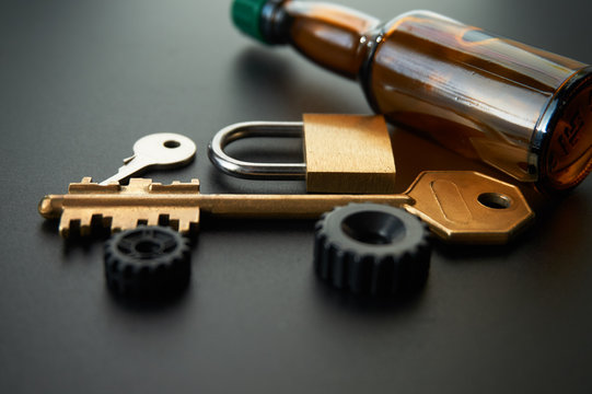 Conceptual image of prevent drink driving car lock