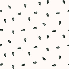 Sunflower seeds seamless vector pattern on white. Agriculture product background.