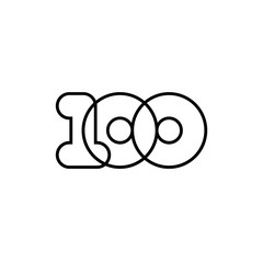 Number 100, black and white overlapping thin lines