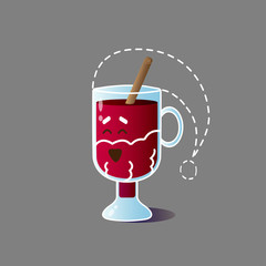 Vector illustration with funny cartoon character of laughing irish glass dressed like Santa Claus