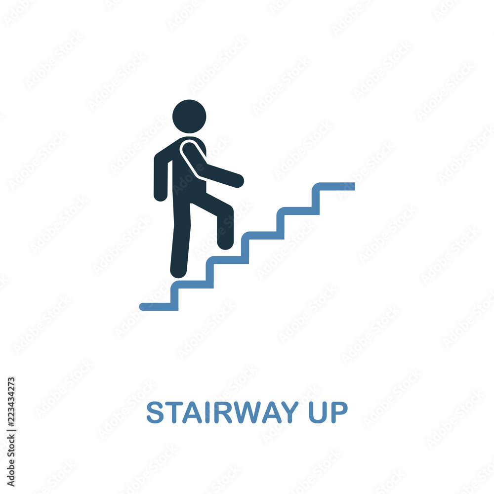 Poster stairway up icon. monochrome style design from shopping center sign icon collection. ui. pixel perfe