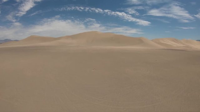 Aerial, barren desert landscape