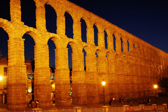 Architecture of Segovia medieval city - The Aqueduct of Segovia, Spain, Europe