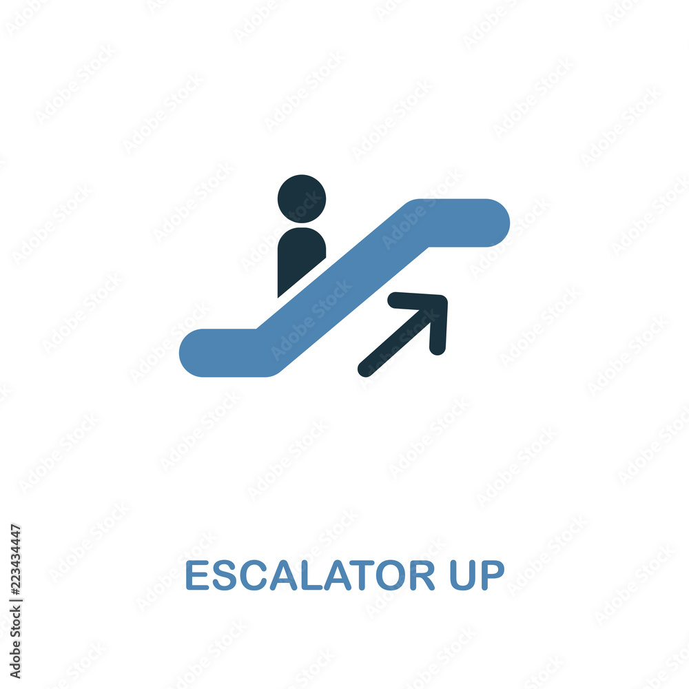 Poster Escalator Up icon. Monochrome style design from shopping center sign icon collection. UI. Pixel perfect simple pictogram escalator up icon. Web design, apps, software, print usage.
